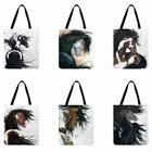 Современная Художественная Сумка-тоут с животным принтом для женщин, винтажная Черная лошадь, повседневная сумка для покупок, многоразовая пляжная сумка