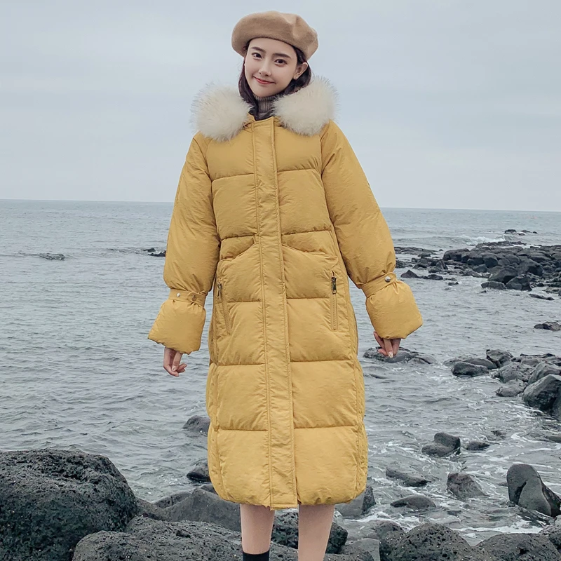 Новое поступление 2019 зимняя женская куртка свободное женское длинное пальто в