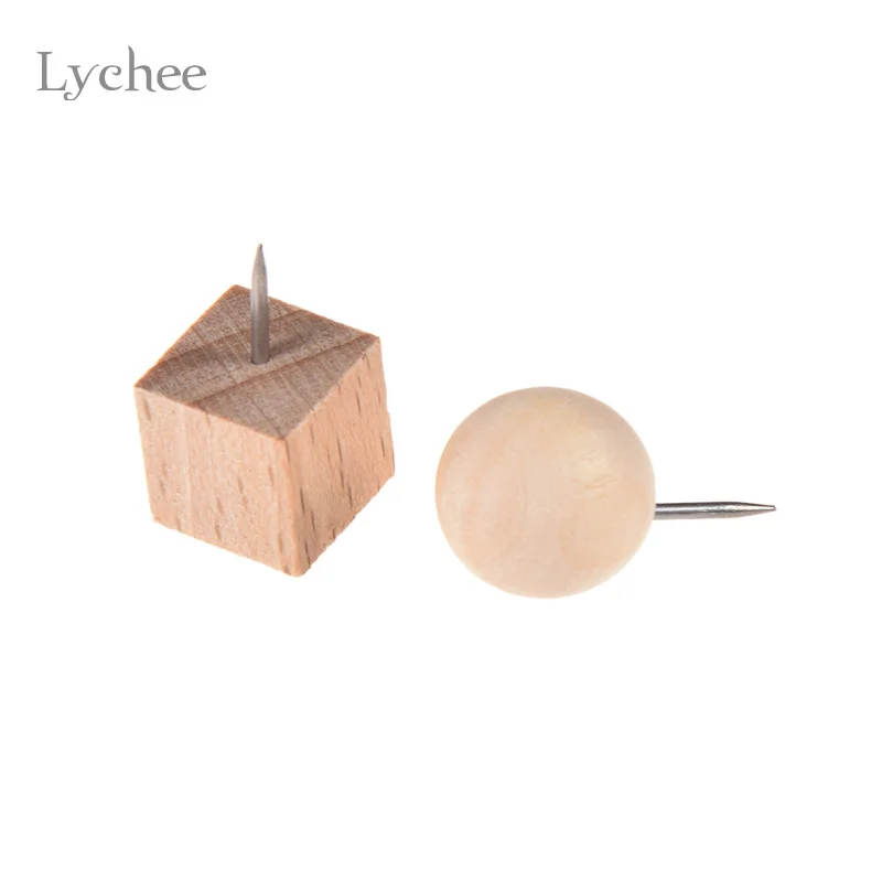 Lychee Life 10 шт./компл. деревянные квадратные круглые креативные штифты Thumbtack DIY