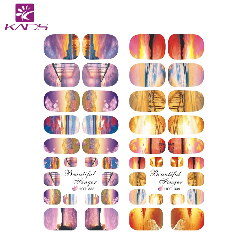 2016 KADS HOT337 339 Sunset Glow Характер Дизайн Переноса Воды Ногтей Наклейки Украшения