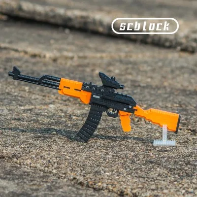 1 Игрушечный пистолет для сборки мелких частиц DIY модель пистолета для укладки строительных блоков для родителей и детей Интерактивные игрушки лучший подарок для детей - Цвет: 1