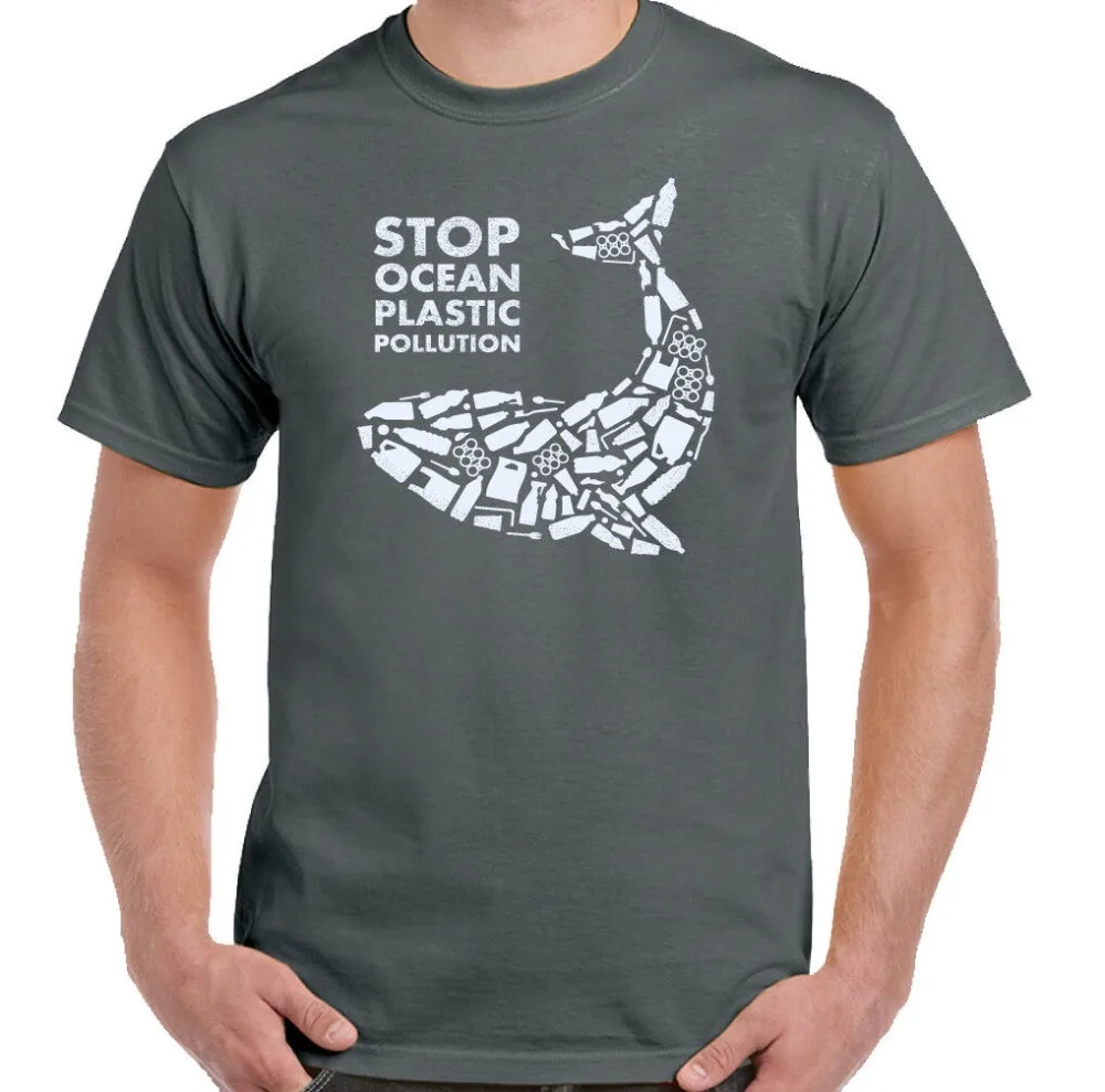 Мужская футболка из пластика Stop Ocean экологичный топ с рисунком Кита Новое