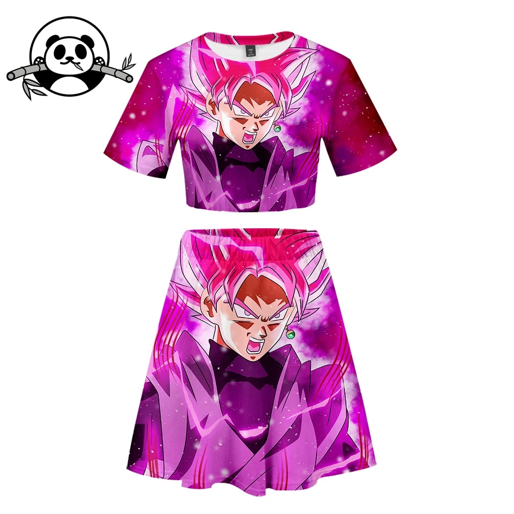 Lucky Friday Dragon Ball Супер Saiyan 3D Женский комплект 2 шт. Харадзюку корп топ и юбка одежды