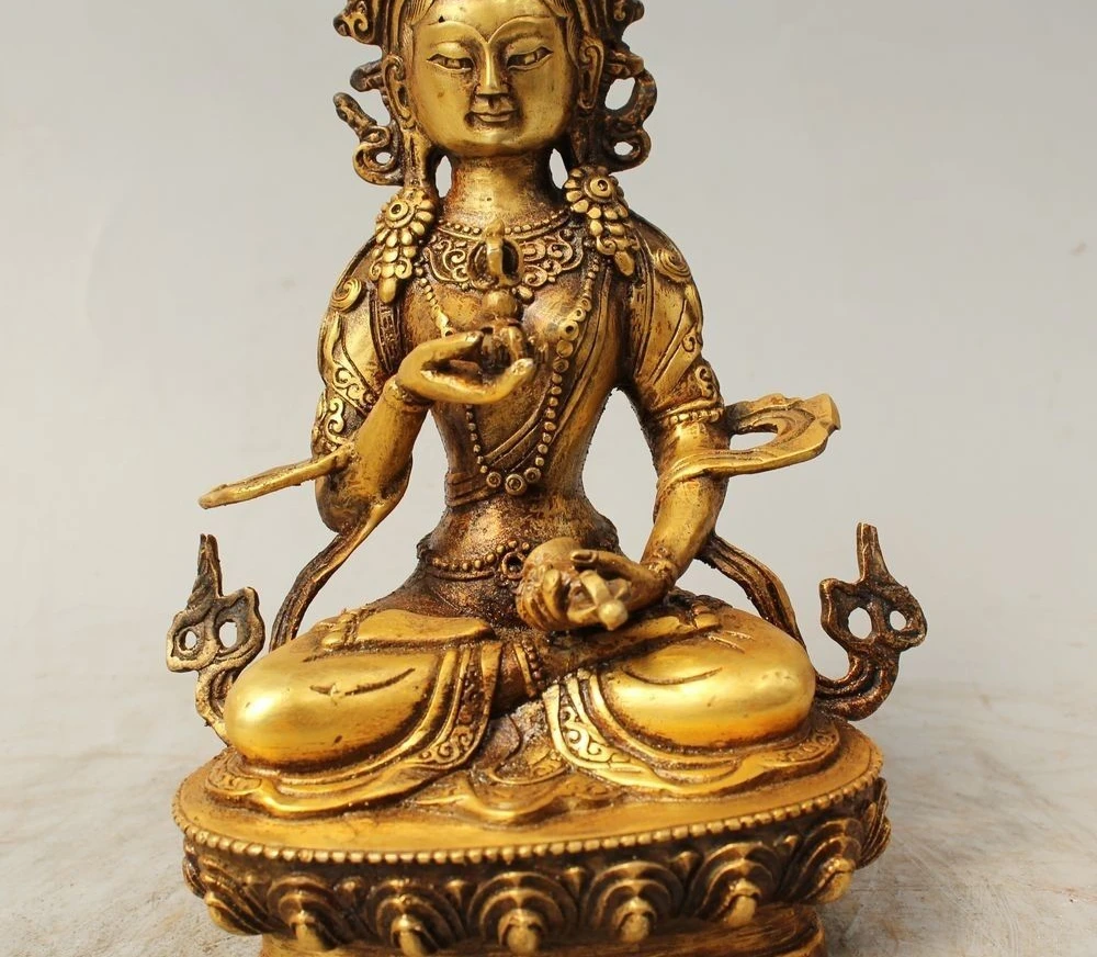 9 &quotТибет Буддизм Латунь Сиденье Ваджрасаттва Ваджрадхара Богиня Статуя Будды