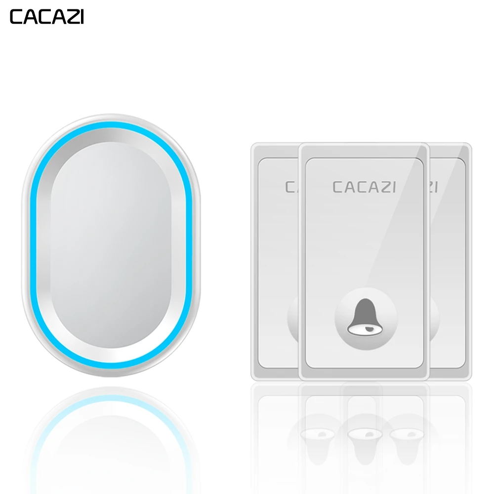 

CACAZI Self-powered Wireless Doorbell Waterproof 3 Buttons 1 Receiver US EU UK Plug No Battery Required Home Call bell 58 Chimes