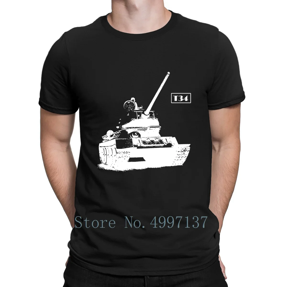 Футболка T34 советская весна-осень хлопок трендовая печать новый размер новая