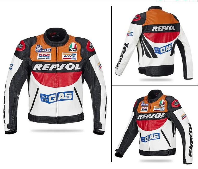 Новая защитная Экипировка DUHAN мотоциклетная куртка REPSOL Мотокросс Мотоцикл Куртки из искусственной кожи имеют оранжевый синий цвет