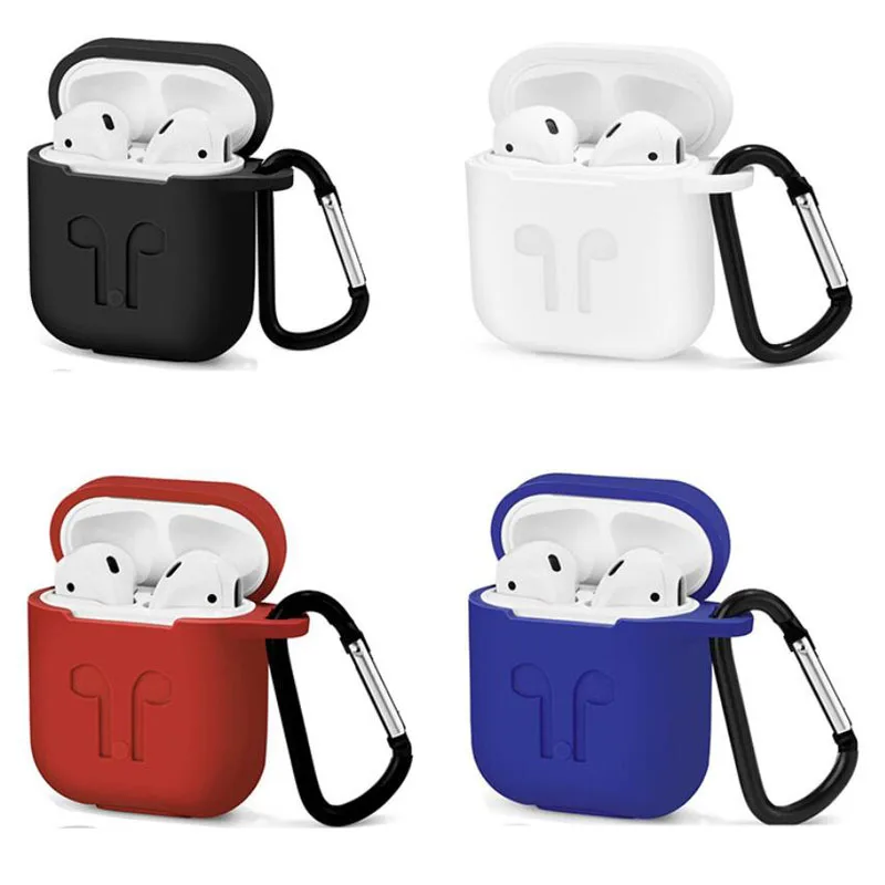 Silicone Eerphone Pouch Store Box Protective Bag+Hook for Apple iphone X 8 7 6 AirPods Wireless Bluetooth Headphone Cover Case |