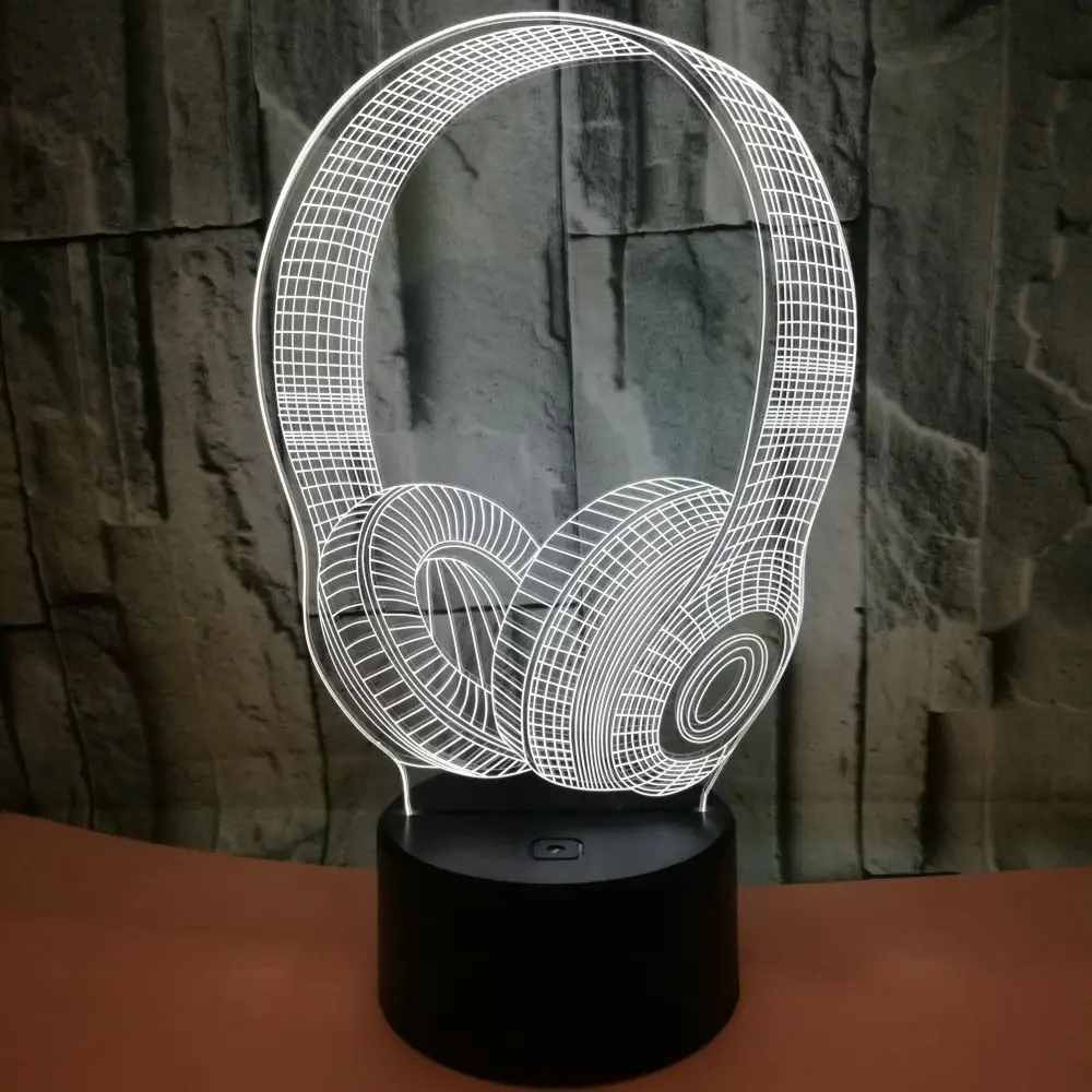 Новые наушники красочные 3d лампа Led постепенное изменение ночник сенсорный