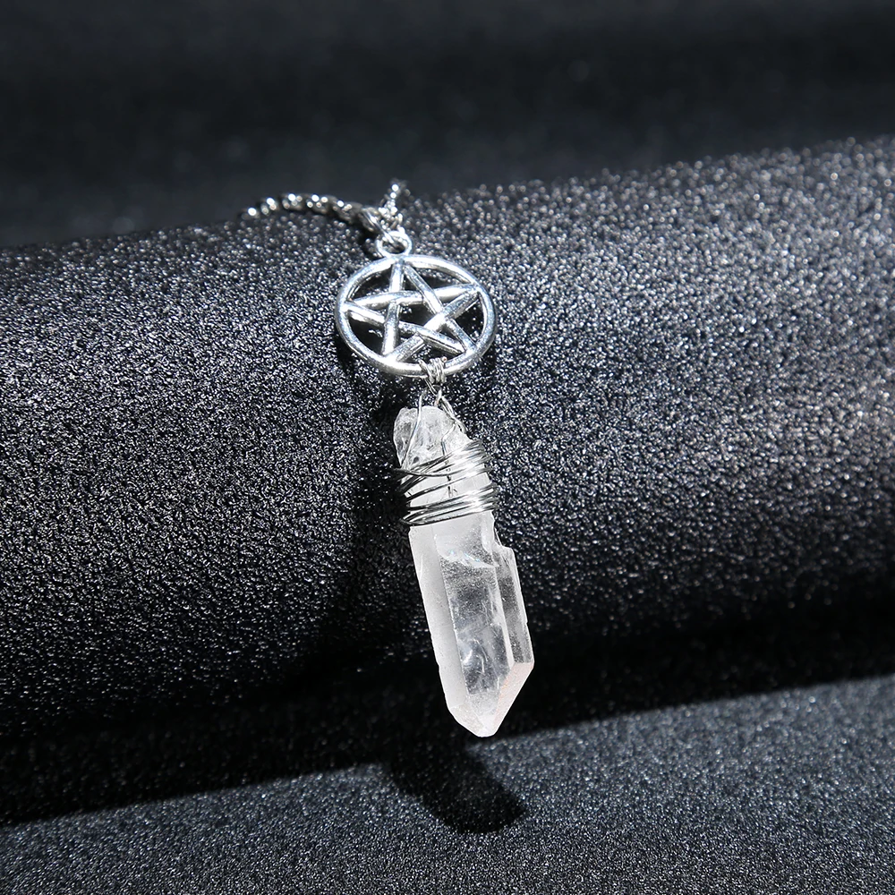 Подвеска из белого кварца Wicca ожерелье с подвеской грубого камня подвески
