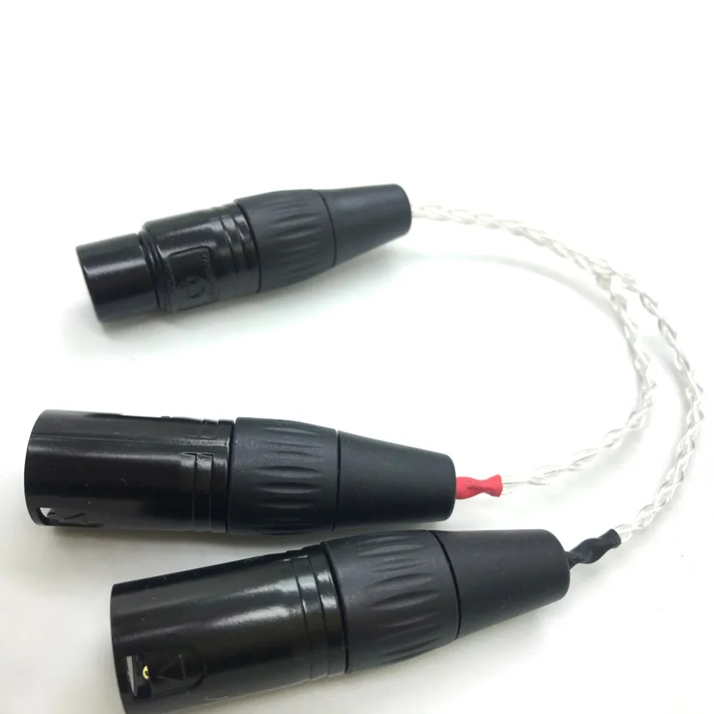 Холдейн 8 ядер 7N OCC посеребренный кабель 4-контактный разъём XLR для 2x 3-контактный XLR балансный кабель для наушников аудио адаптер