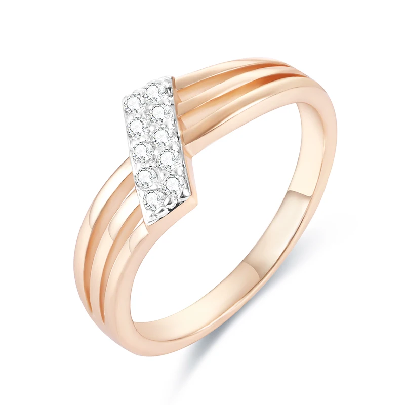 FJ женские обручальные Простые Кольца циркониевые из розового золота 585 пробы