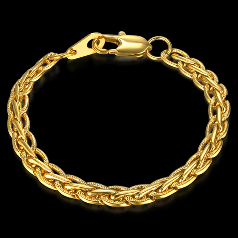 

Men's Bracelets Gold Silver Color 4/8MM Curb Weaving Link Chain Bracelets For Men Women Wholesale Jewelry Gift