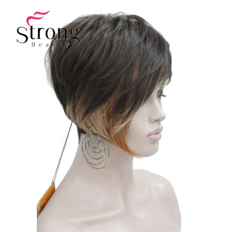 StrongBeauty короткий мягкий Асимметричный коричневый блондин микс парик жара freindy полный парик выбор цвета