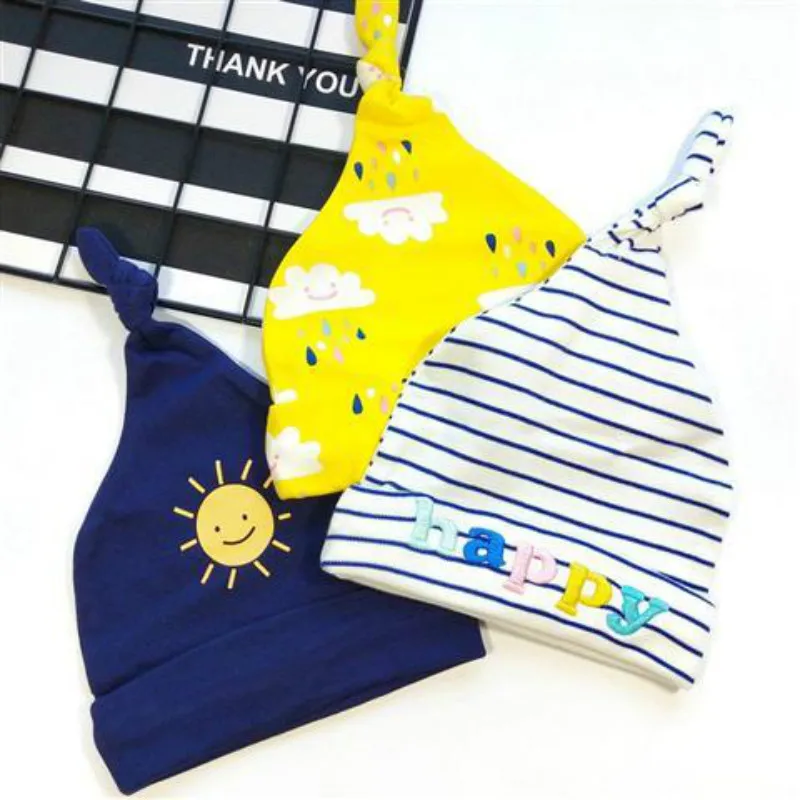 3 шт./партия детские шапки 100% хлопок и с принтом в виде автобуса для детей 0-6