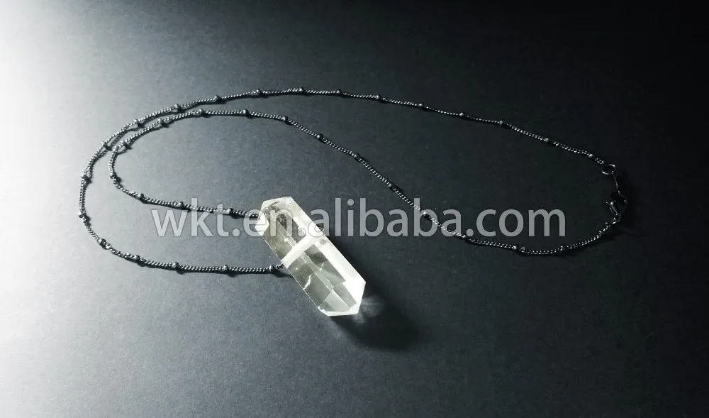 WT-N166 горячие продажи природного двойная точка сырья кристалл кварца ожерелье золотой отделкой бусинами ожерелье цепь подарок ювелирных изделий