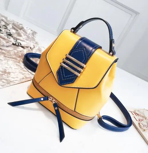 yellow MJYP1813 Модный женский рюкзак, женская новая кожаная сумка через плечо, дорожная сумка для девочек, рюкзак, повседневный женский роскошный брендовый маленький рюкзак - Цвет: yellow MJYP1813