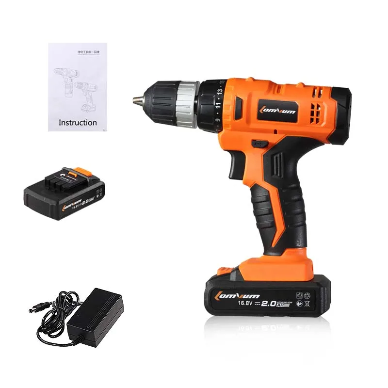 16.8V Two Batteries LOMVUM 12 В/16,8 в/21 в Беспроводная перезаряжаемая литиевая батарея, электрическая отвертка, мини-набор сверл, винт с светодиодный светильник 3600 - Цвет: 16.8V Two Batteries