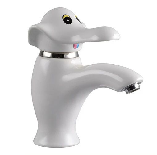 

Bathroom elephant faucet children carton animal sink tap white Ceramic Bathroom Sink Mixer Tap