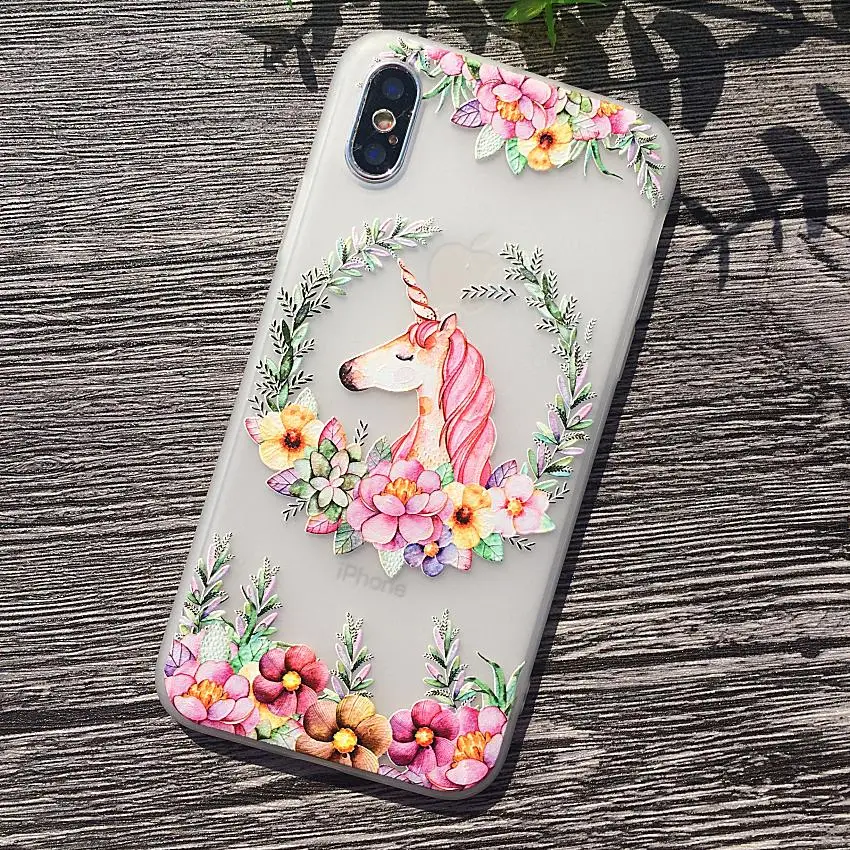 3D рельефный чехол для iphone 7 плюс 8 X 10 розовый цветок силиконовые чехлы 6 6S 6plus