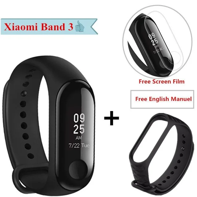 Add black Xiaomi mi Band 3 умный Браслет Водонепроницаемый отчет о погоде mi Band 3 водонепроницаемый АОН OLED экран умный Браслет mi band 3 - Цвет: Add black