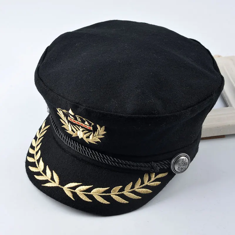 2016 весенний Модный берет Женская восьмиугольная кепка черная Шерстяная Newsboy для