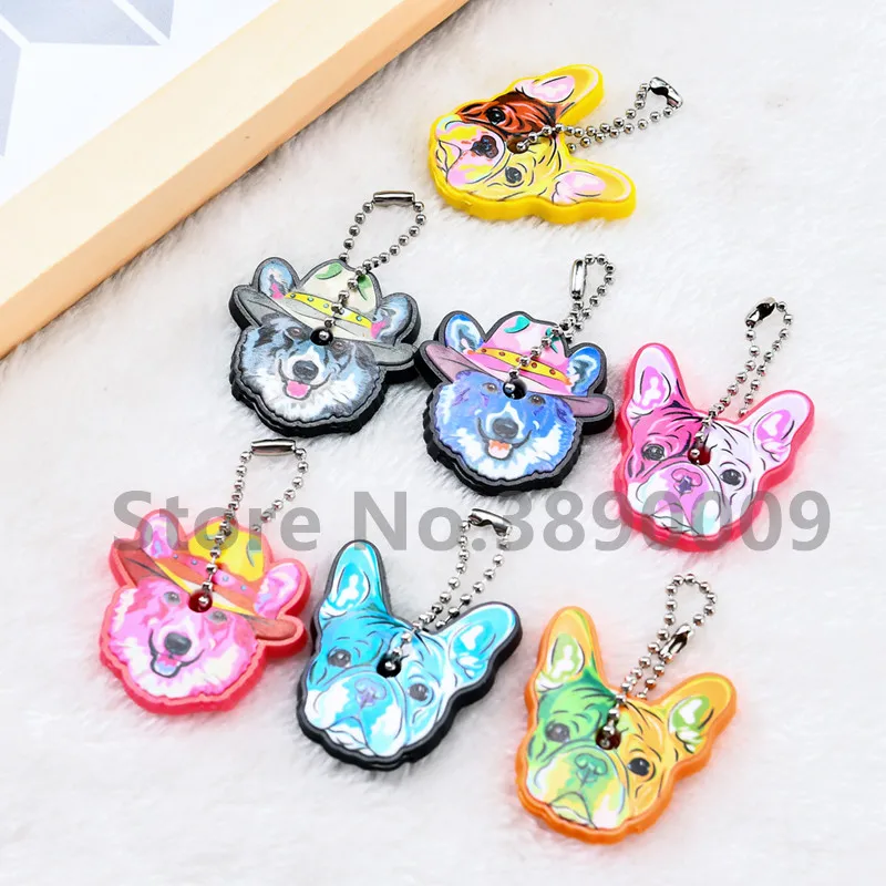 

1100pcs Cute puppy shape keybod cap keychain set pet dog Keychain ladies men's silicone key rings sets of accessories