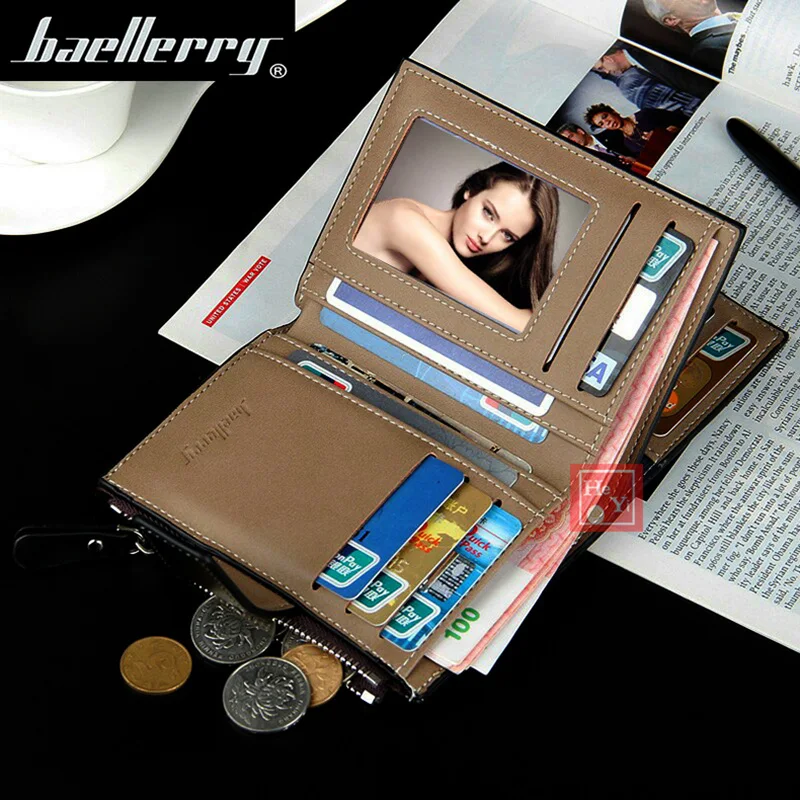 Кошелек мужской кожаный короткий клатч брендовый бумажник Baellerry для денег