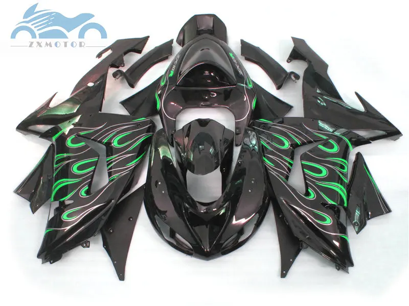 Обтекатель для KAWASAKI Ninja ZX10R 2006 2007 ZX 10R 06 07 зеленый черный|Накладки и декоративные