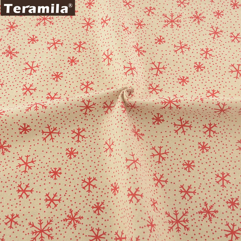 Cotton Red Snowflake Designs Linen Fabric Sewing Material Tissu TERAMILA Tablecloth Pillow Bag Curtain Cushion Zakka CM | Дом и сад