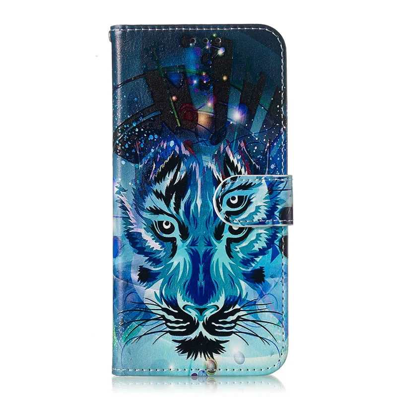Wolf Чехол для телефона для huawei P8 Lite P10 плюс P30 P20 P smart Honor 7X 7C Y9 Y6 Pro из искусственной кожи чехол с изображением цветка чехол-портмоне с откидной крышкой - Цвет: Wolf