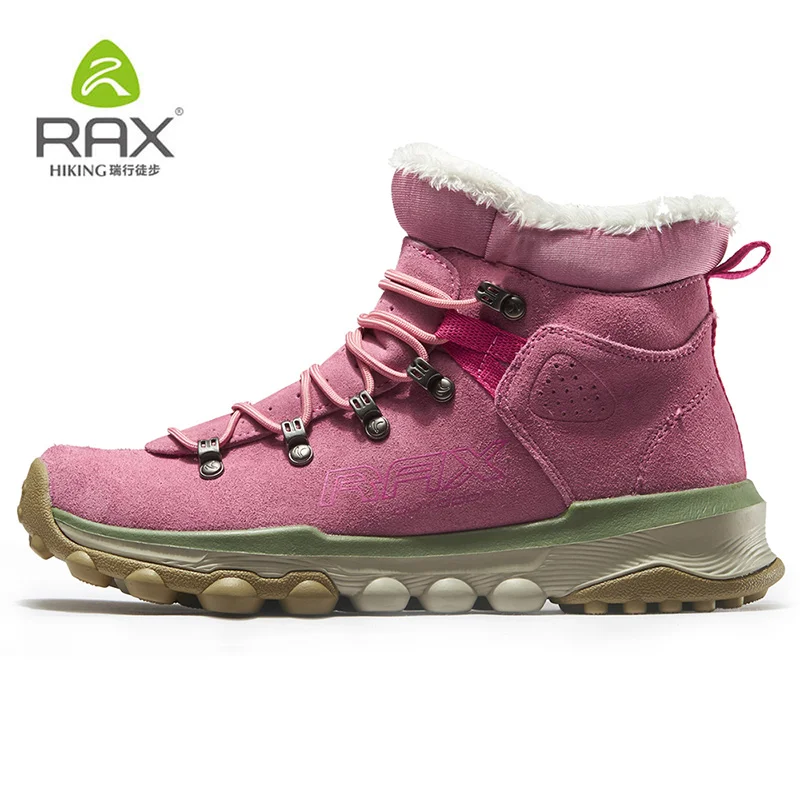 pink women RAX походные ботинки мужские зимние теплые уличные профессиональные спортивные зимние ботинки для женщин противоскользящие легкие походные ботинки с плюшевой подкладкой - Цвет: pink women
