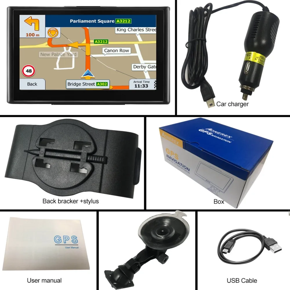 Автомобильный GPS навигатор 7 дюймов HD для грузовика навигация FM Bluetooth navitel 2019