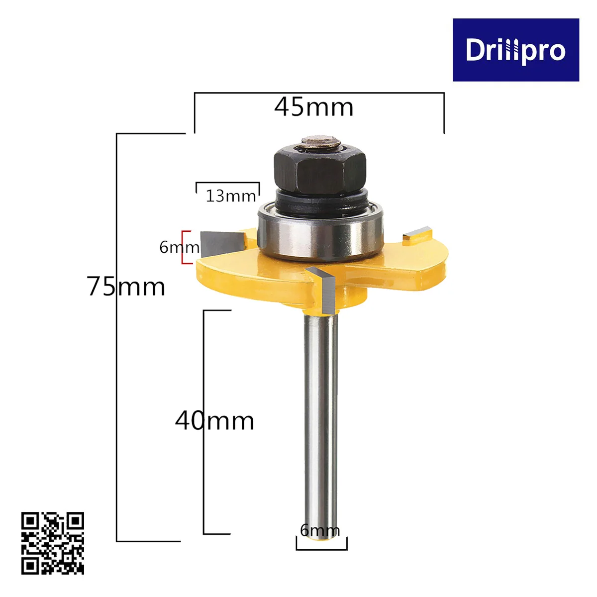 Drillpro RB22 2 шт. язык и барабанный фрезерный станок набор 1/4 дюймов хвостовик 3 зубца t-образный фрезерный станок для древесины
