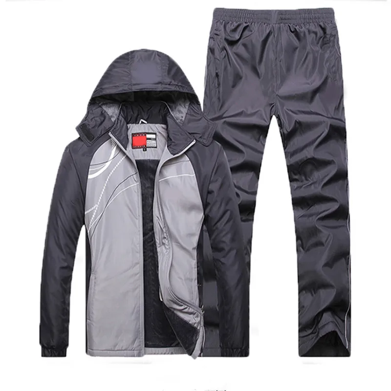 Плюс бархатный L-5XL спортивный костюм мужские комплекты зимний Кардиган