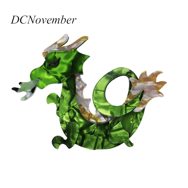DCNovember, винтажные броши в форме дракона, 3 цвета, для женщин и мужчин, полимерные акриловые ацетатные целлюлоидные броши, подарки