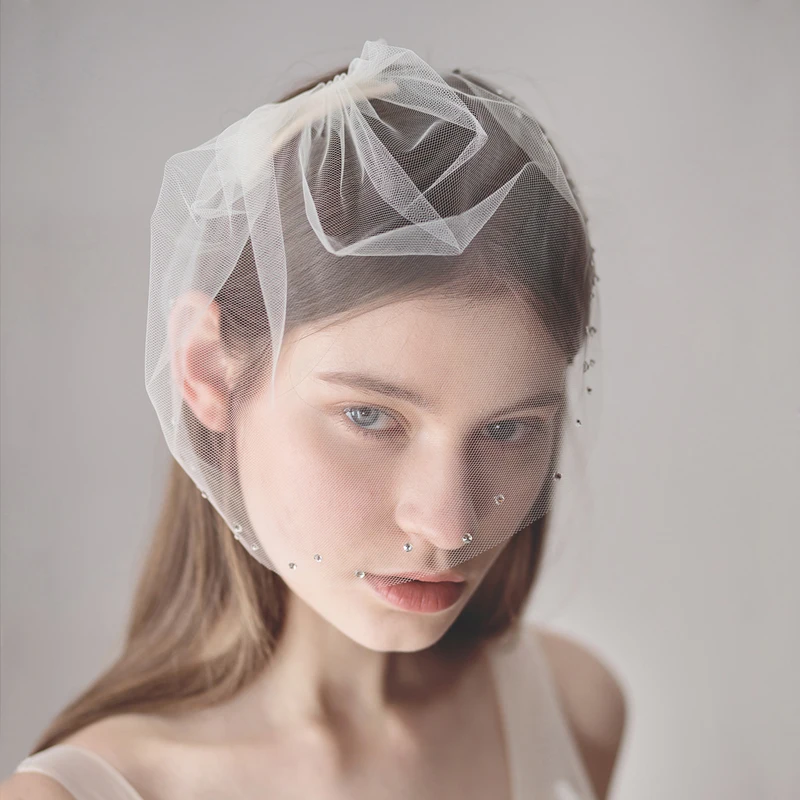 SLBRIDAL Однослойная свадебная вуаль с кристаллами расчески белая Фата для невесты