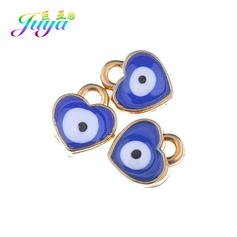 50 Pieces As Photo Juya DIY Small Enamel Charms Wholesale HandiCraft Evil Eye Love Heart Star Resin Charms For Women Kids Fashion Bijoux Making - Окраска металла: 50 Pieces As Photo