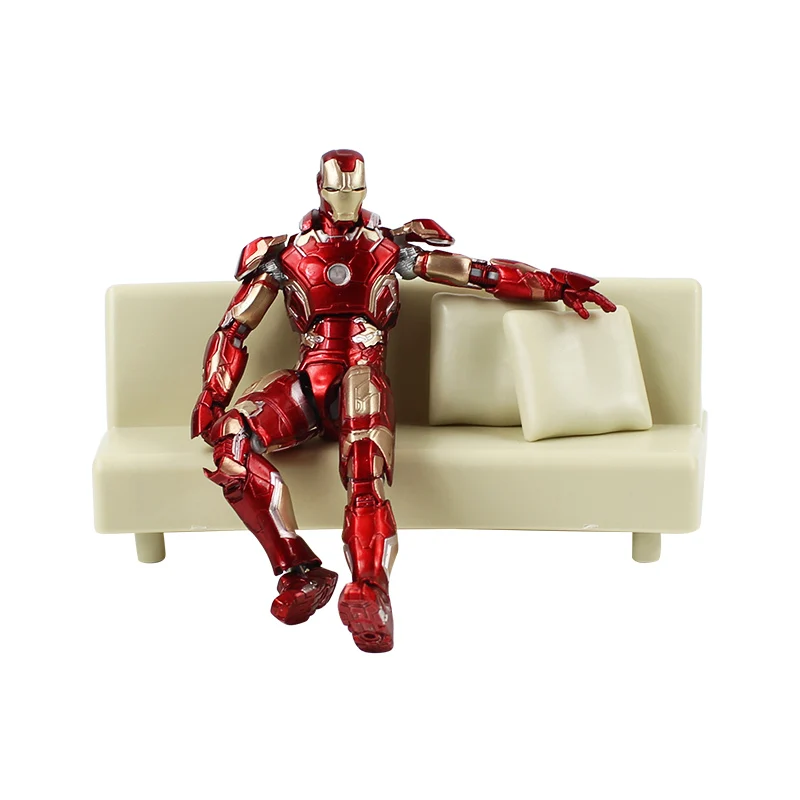 15-17 см Мстители Figma Железный человек Mark 42 с диванной фигуркой игрушки со знаком Железного человека 43 Коллекционная модель игрушки подарок для детей
