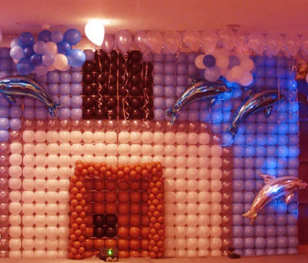 15 шт./лот 4 отверстия воздушные шары сетки Свадебные украшения латексные баллон