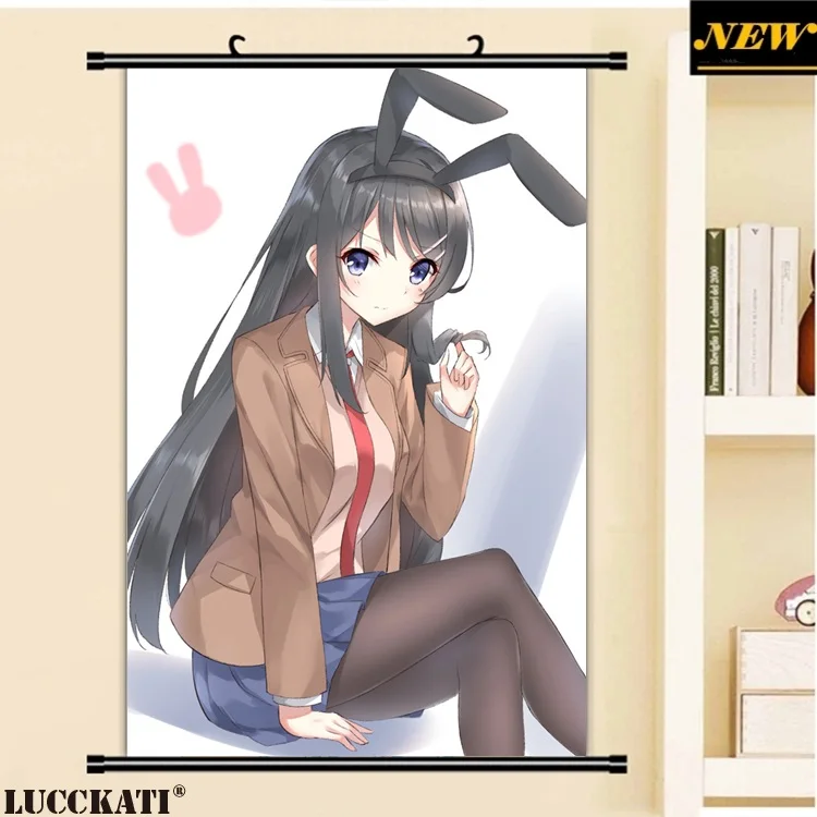 40X60 см, серия Seishun Buta Yarou, животные, заячьи уши, каплей лоли, мультфильм, аниме, Настенная картина, плакат, прокрутка, Картина на холсте