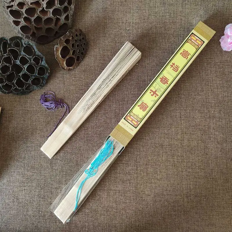 1Pcs Chinese wood carving printing Vintage antique craft fan Incense wood lady folding fan
