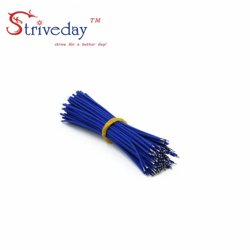 Blue 100 шт./лот UL1007 26AWG 10/15/20 см двойной пайки голову Fly джемпер кабель луженой медной проволоки DIY - Цвет: Blue
