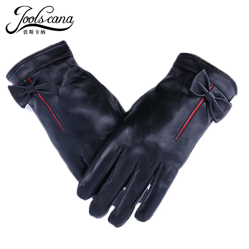 

Joolscana touch screen gloves women leather gloves fashion style genuine leather velvet lining wrist ductility new brand