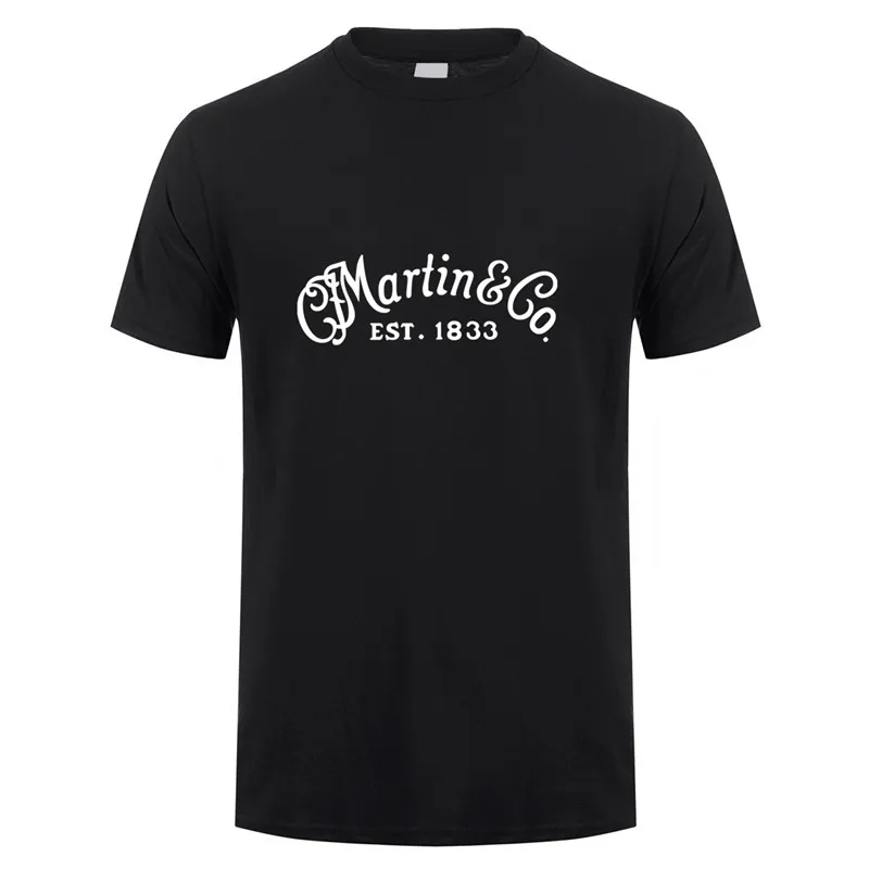 Black Cf Martin гитары футболка Летняя с коротким рукавом Хлопок музыка футболка с гитарами Мужская футболка Топы тройники LH-078 - Цвет: Black