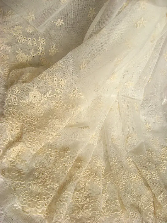 Кружевная отделка кремового цвета из хлопка Цветочная кружевная в стиле ретро