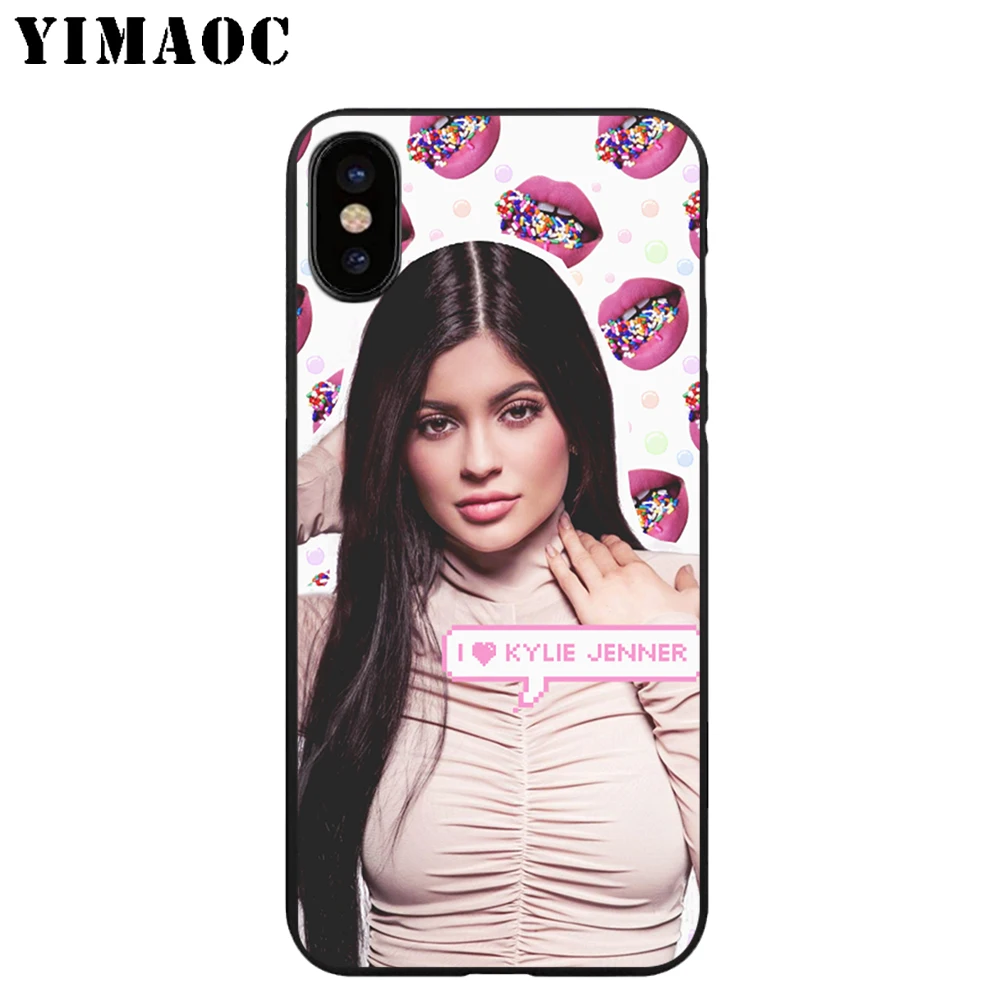 YIMAOC Kylie Jenner Beaty Girl Soft TPU Black Silicone Case for iPhone X or 10 8 7 6 6S Plus 5 5S SE Xr Xs Max |