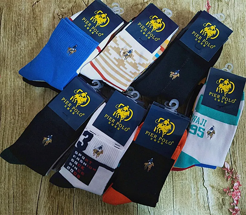 5 пар/лот мужские носки хлопковые без пятки Классические с вышивкой для бега ptachwork