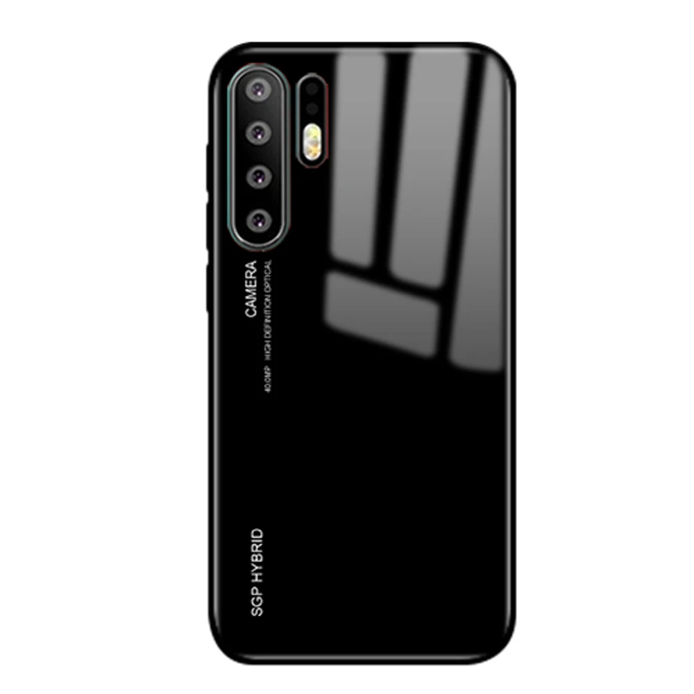 Black Градиентный чехол из закаленного стекла для huawei P30 Pro P 30 Lite светильник 30 P Huwei P30pro p30lite P20 P 20 lite p20lite мягкий чехол-бампер - Цвет: Black