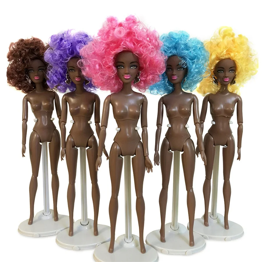 Ed Hair American Doll Joints Change Head Foot Move African Black Girl Gift Pretend Toy Baby